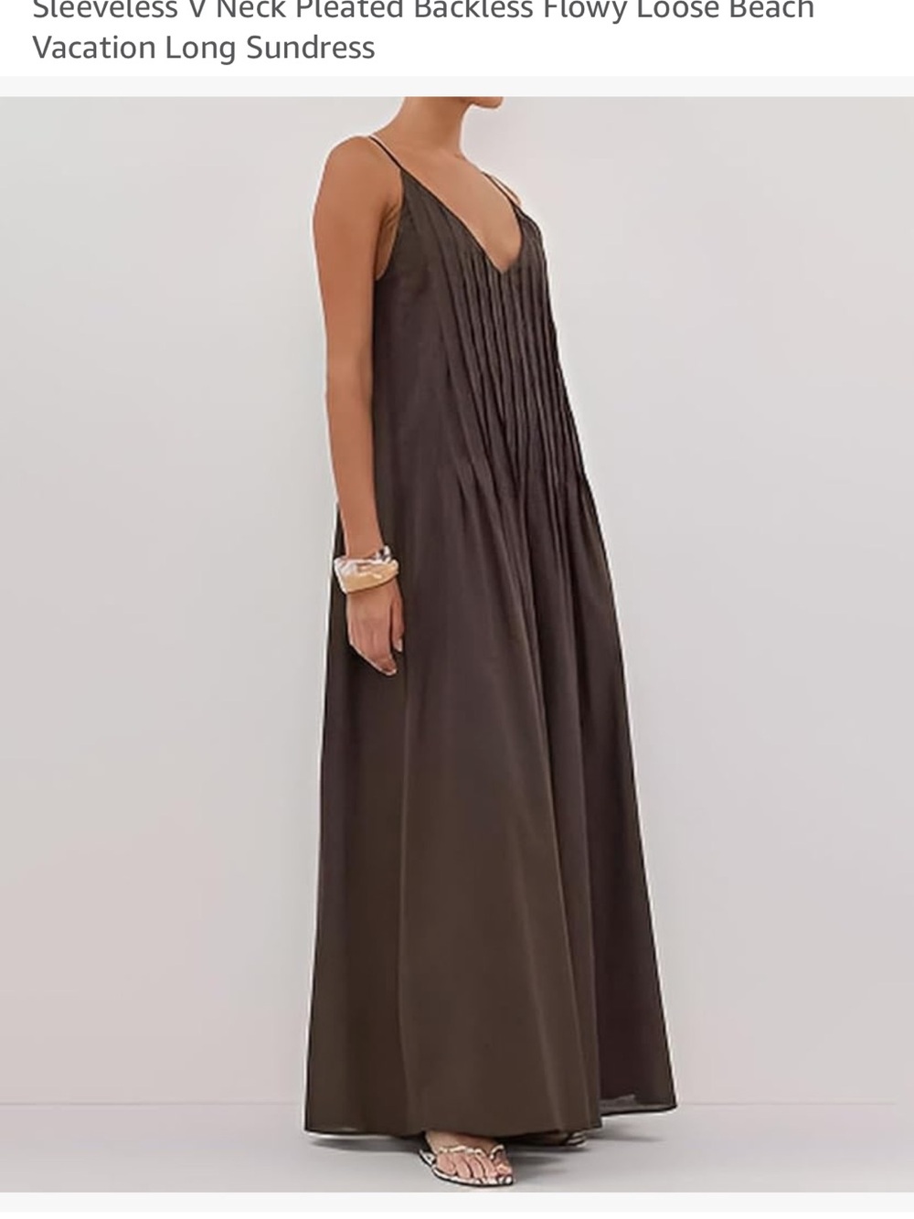 Amazon spaghetti strap V-Neck Maxi Sundress - Picture 2 of 7